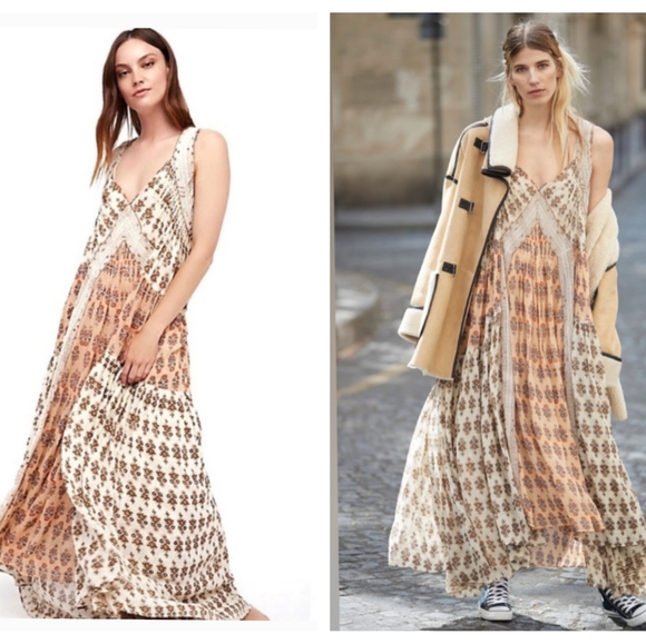 🦄RARE Free People We Broke Free Floral Cream Crochet Embellished Maxi Dress - Picture 2 of 15